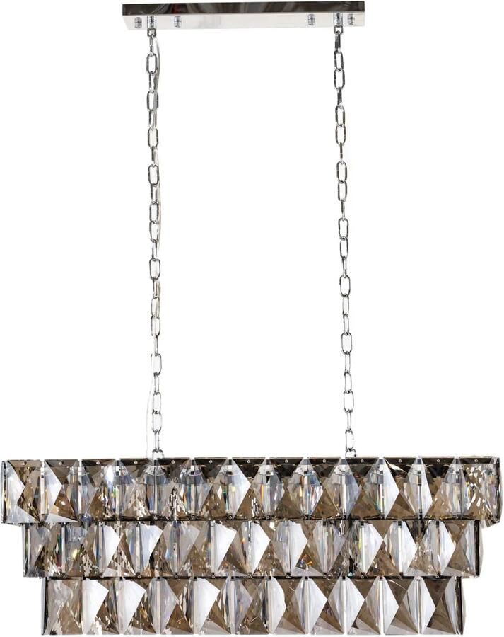 Invicta Interior Luxe hanglamp CRYSTAL 90cm edelgrijze design kroonluchter glazen prisma's 42810