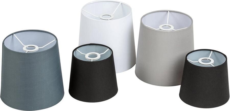 Invicta Interior Hanglamp LEVELS set van 5 lampenkappen in zwart grijs en wit 40694