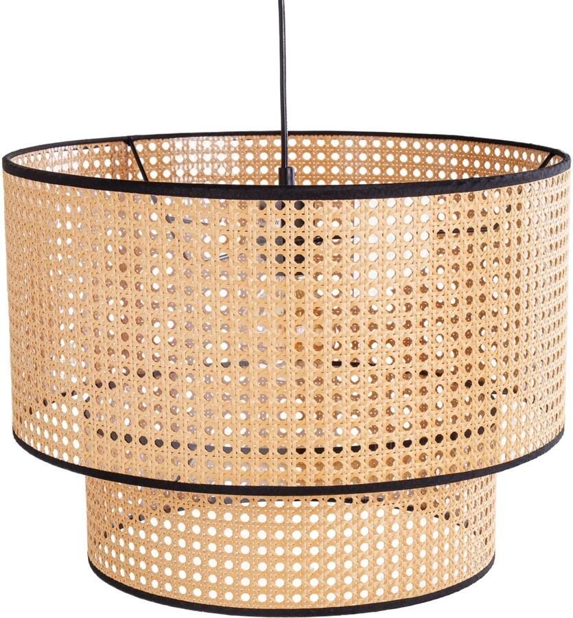 Invicta Interior Boho hanglamp VIENNA 45cm natuurlijk zwarte Weense geweven lamp 42808