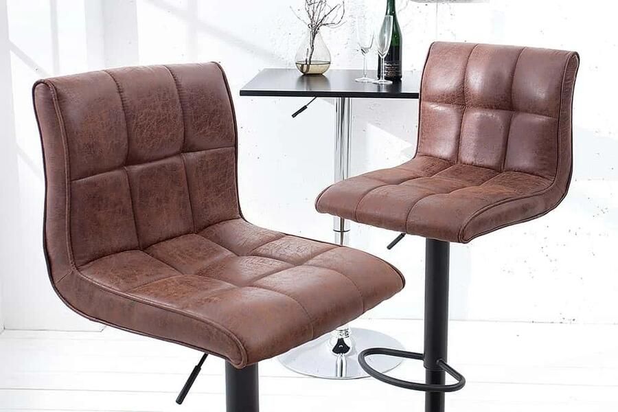 Invicta Interior In hoogte verstelbare barkruk MODENA vintage bruine barstoel met voetsteun 37937