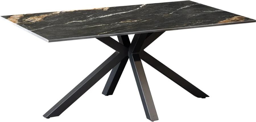 Invicta Interior Koffietafel GALAXIE 100cm met sterrenframe keramiek zwart goud zand