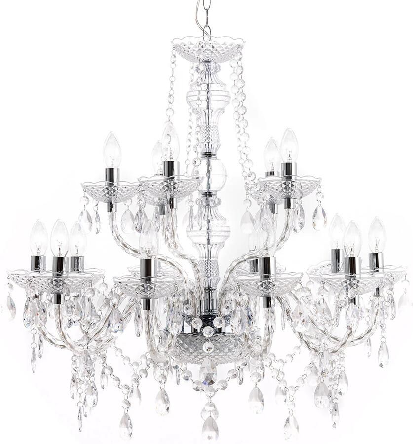 Invicta Interior Design kroonluchter CRYSTAL XL 80cm helder acryl 15-armige kroonluchter 1281