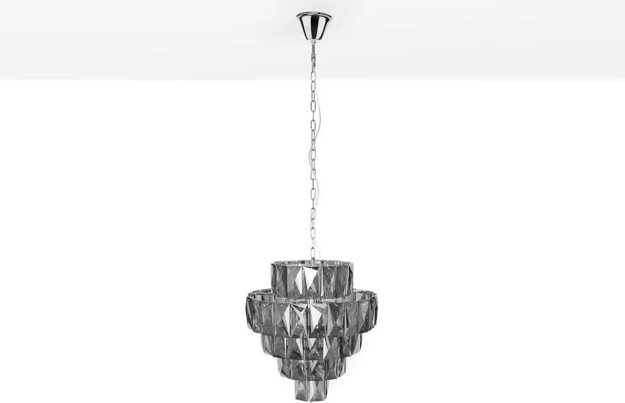 Invicta Interior Extravagante kroonluchter CRYSTAL 50cm edelgrijs met glazen prisma's 40824