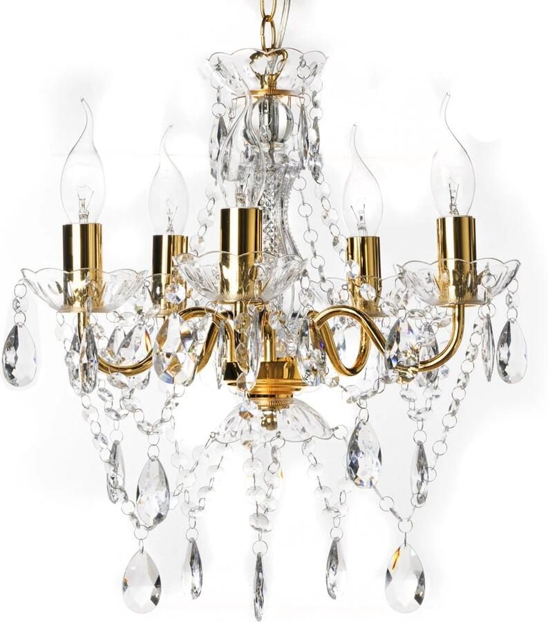 Invicta Interior Design kroonluchter DIAMONDS S 40cm goud acryl 5-armig barok design 43169