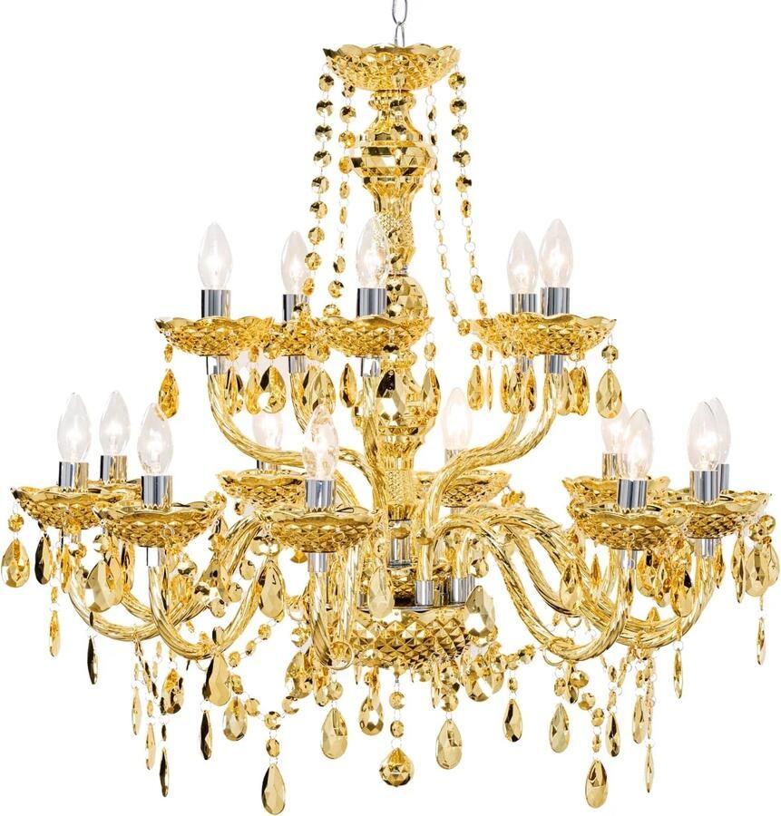 Invicta Interior Design kroonluchter CRYSTAL XL 80cm goud 15-armige kroonluchter kristallen lamp 43168