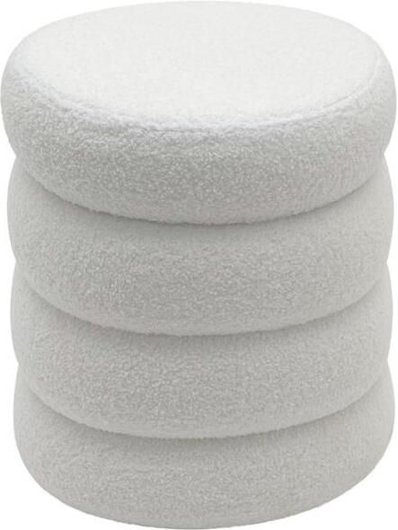 Invicta Interior Kruk VOGUE 40cm rond bekleed met opbergruimte bouclé wit