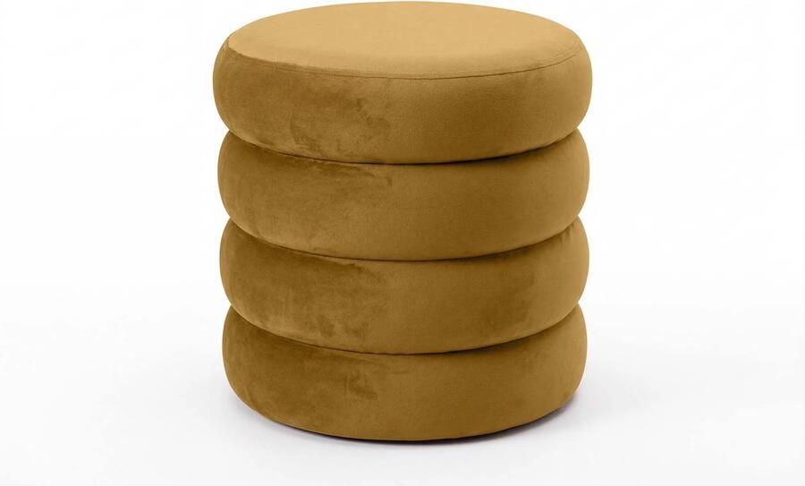 Invicta Interior Kruk VOGUE 40cm rond bekleed met opbergruimte fluweel mosterdgeel
