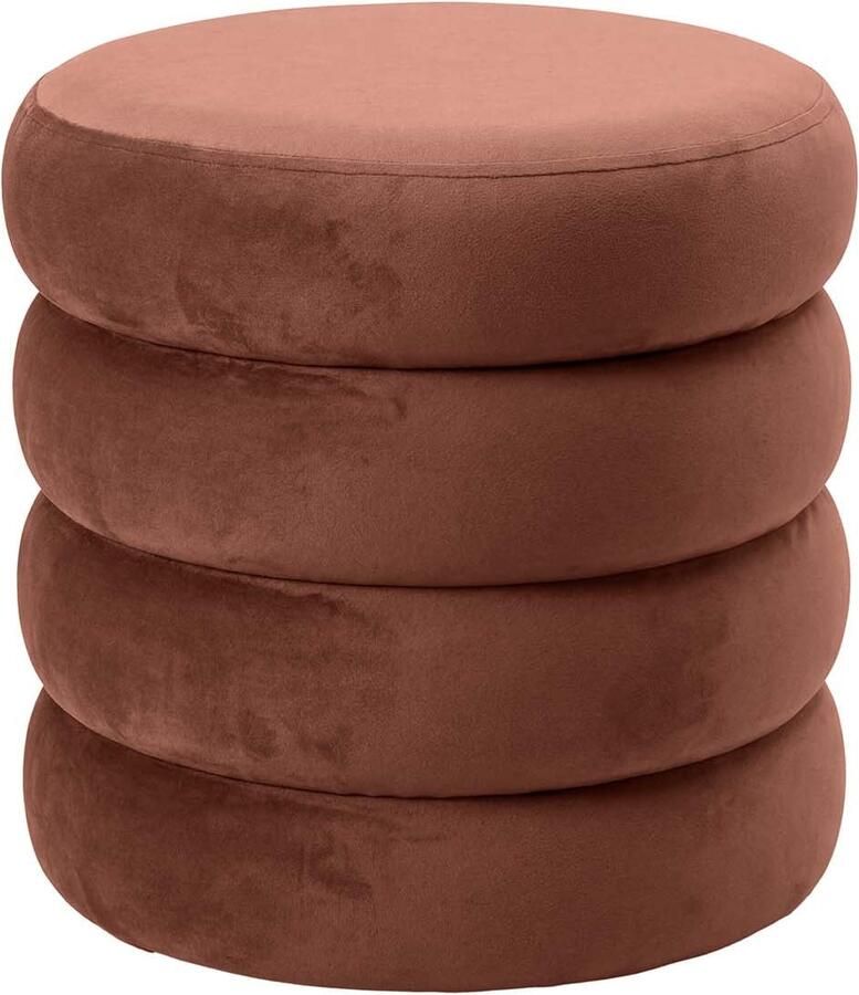 Invicta Interior Kruk VOGUE 40cm rond bekleed met opbergruimte fluweel roestbruin