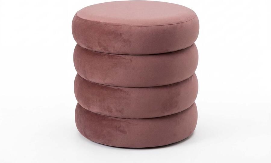 Invicta Interior Kruk VOGUE 40cm rond bekleed met opbergruimte fluweel rosé
