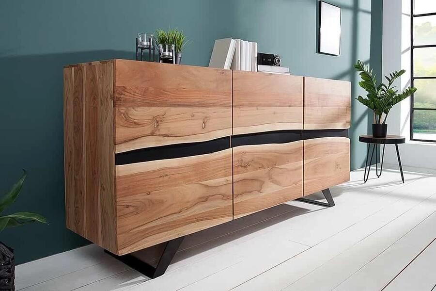 Invicta Interior Massief dressoir AMAZONAS 150 cm acacia metalen boomrand 38331