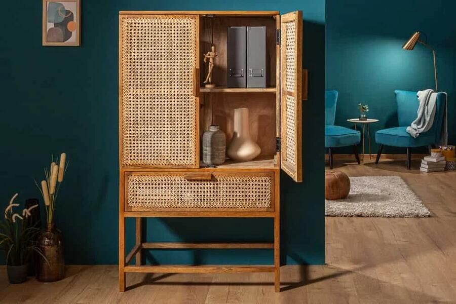 Invicta Interior Massief dressoir BAMBOO LOUNGE 140cm mangohout bamboe met Weens weefsel 39821