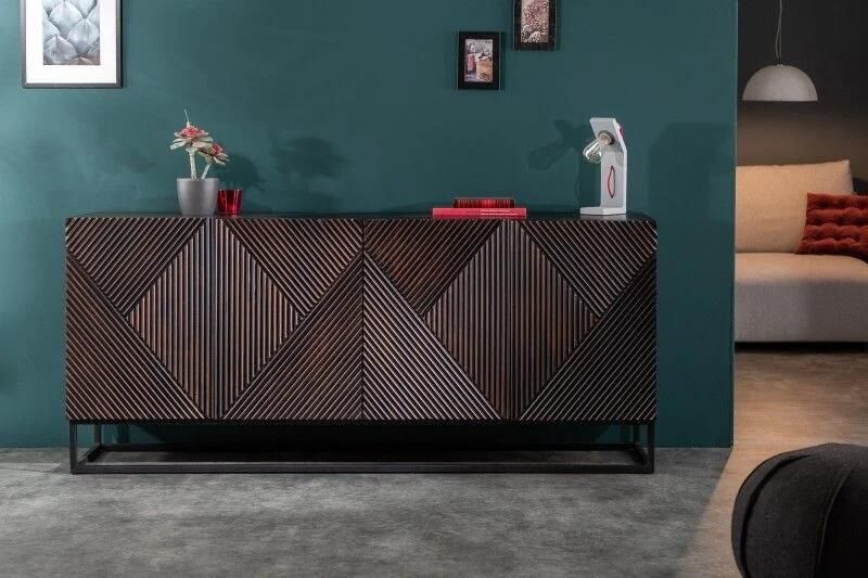 Invicta Interior Massief dressoir CREATIVO 177 cm mangohout gedetailleerd retro-design aan de voorkant 40049