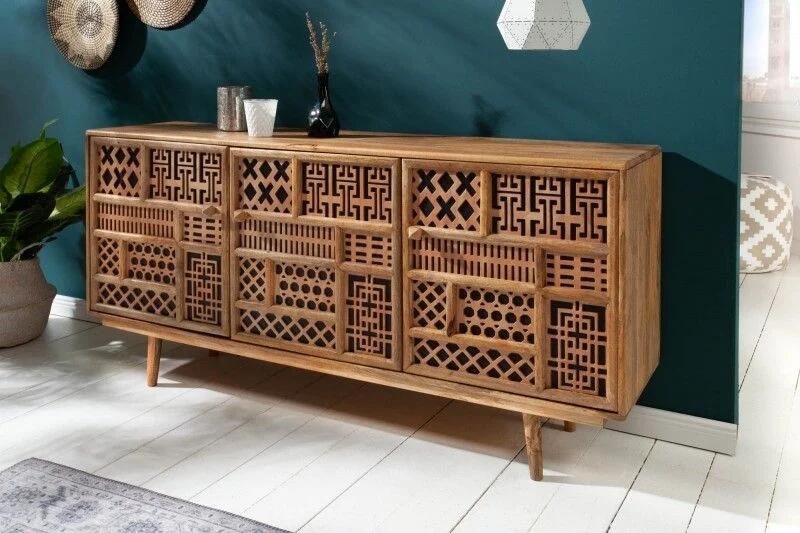 Invicta Interior Massief dressoir MARRAKESCH 160 cm mangohout met boho-stijl decoratie 40247