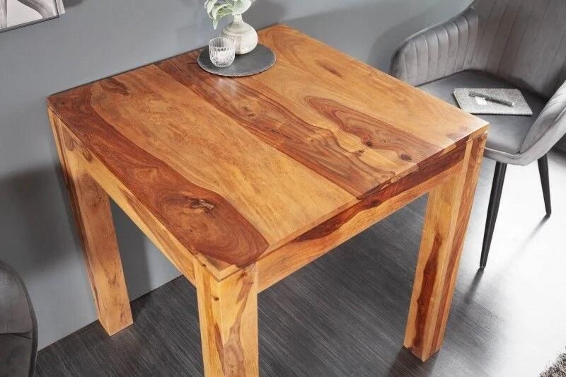 Invicta Interior Massief houten eettafel PURE 70cm bistrotafel met natuurlijke Sheesham steenafwerking vierkant 36746