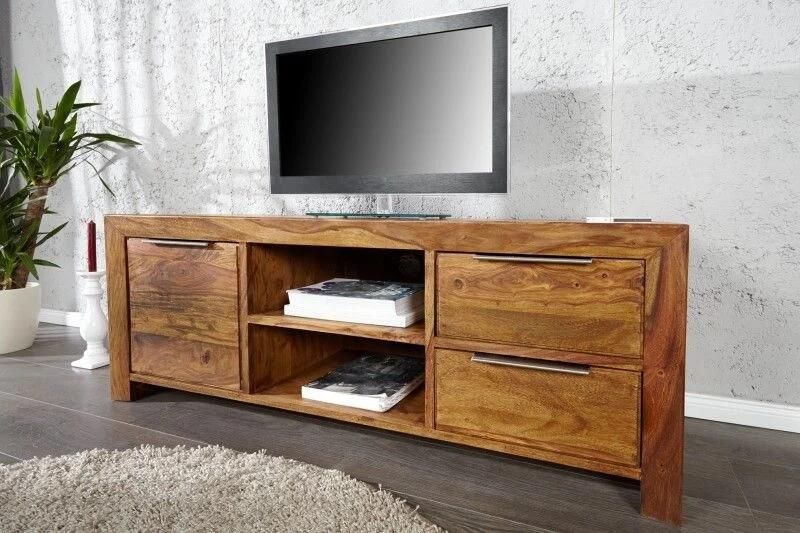 Invicta Interior Massief tv-meubel PURE 135cm Sheesham steenafwerking lowboard palissanderhout 22684
