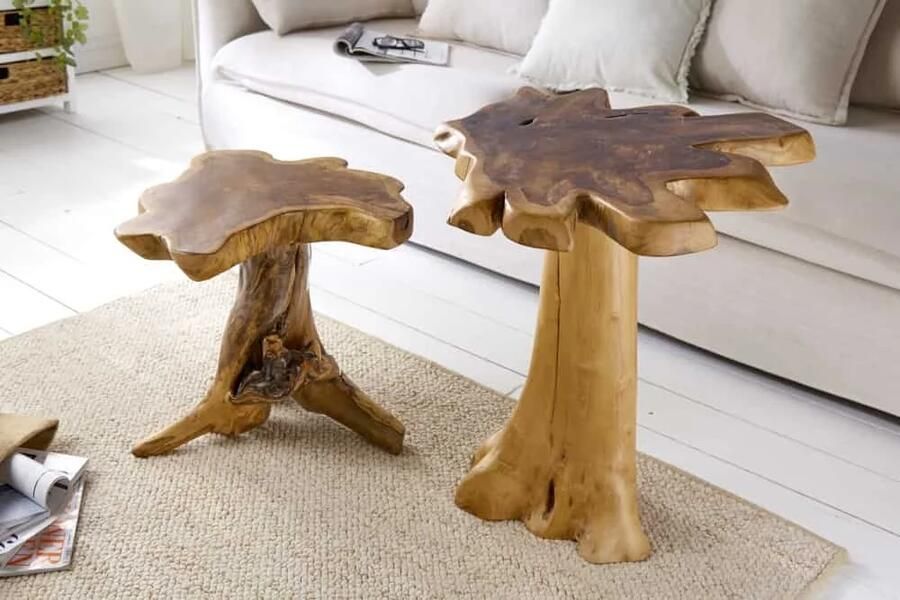 Invicta Interior Massieve bijzettafel ROOT 60cm teak met jaarringen 38238