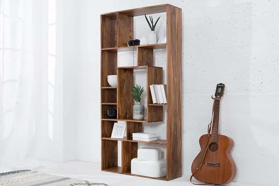 Invicta Interior Massieve boekenkast CUBUS Sheesham 180cm unieke korrel 38118
