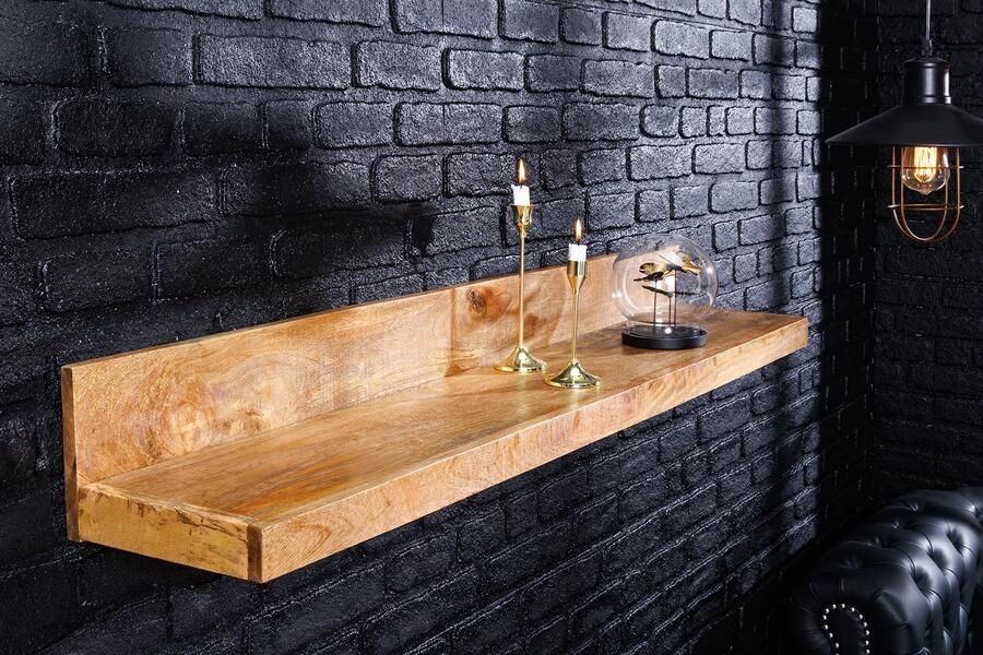 Invicta Interior Massieve wandplank MAKASSAR 80cm naturel mangohout handgemaakt 44741