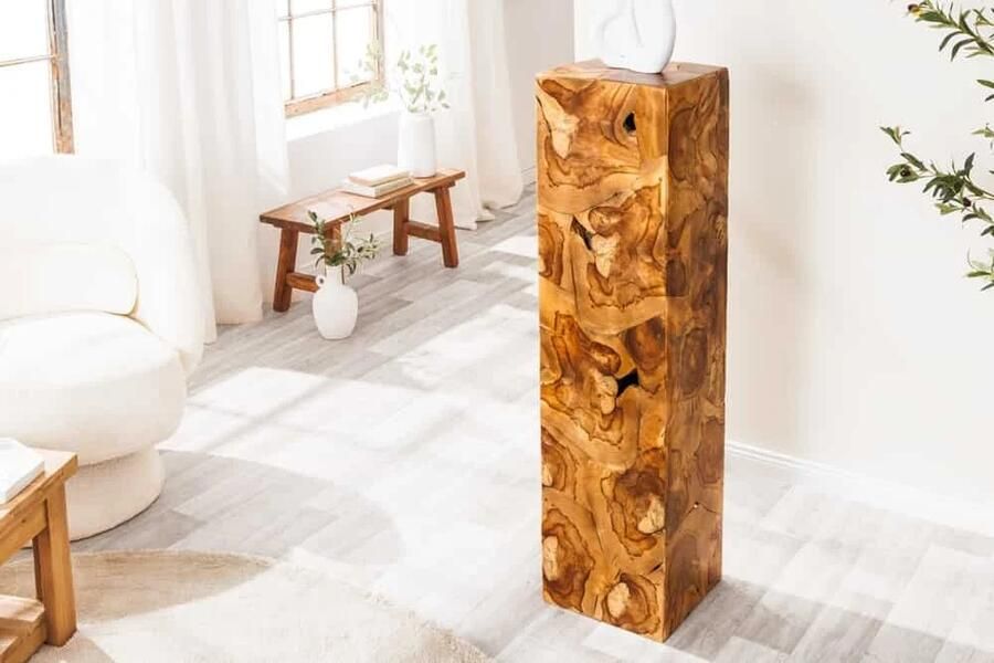 Invicta Interior Massieve zuil TRIBAL 110cm bruin naturel teakhout handgemaakte decoratie 44710