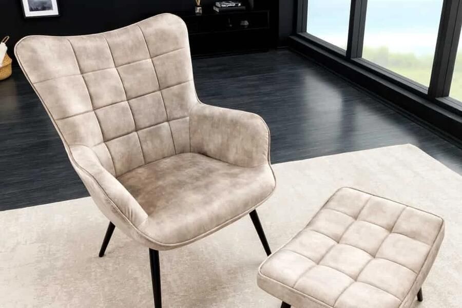 Invicta Interior Moderne fauteuil SCANDINAVIA champagne fluweel zwart metalen poten met armleuningen 44021