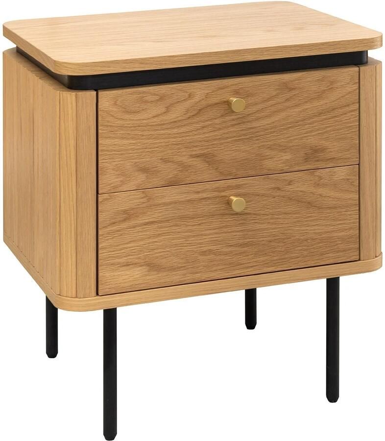 Invicta Interior Nachtkastje ATELIER 55 cm natuurlijke eikenhoutlook met zwarte poten 47458