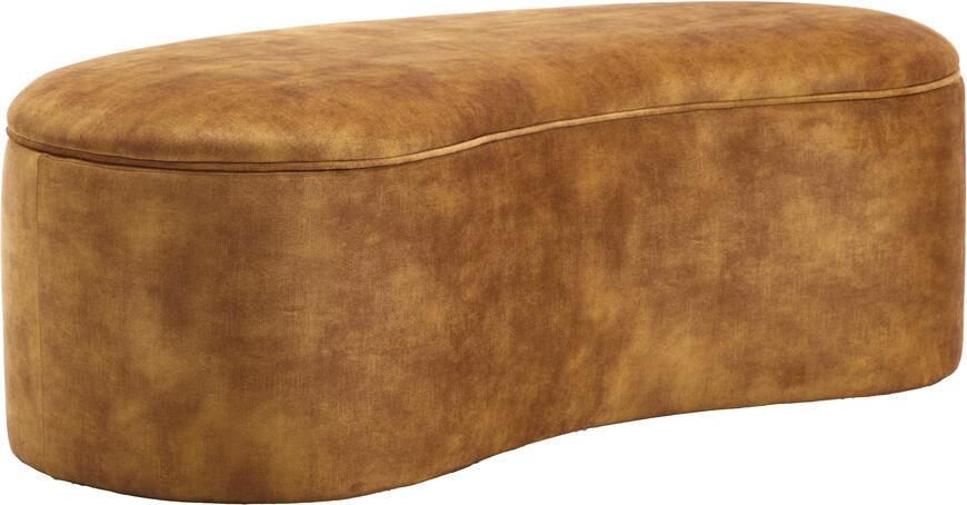 Invicta Interior Opbergbank ELEMENTAL 120cm bekleed fluweel mosterdgeel
