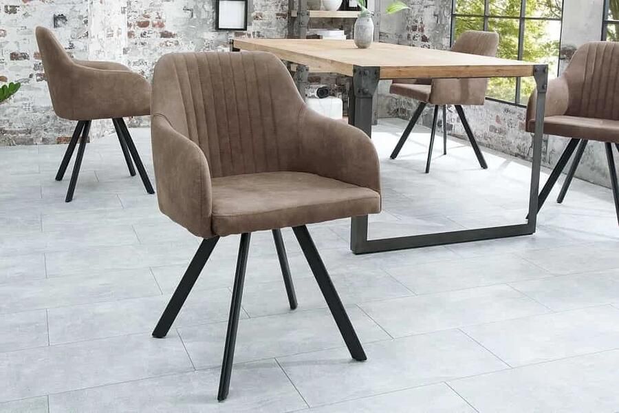 Invicta Interior Retro design stoel LUCCA antiek taupe met quilten industrieele stijl 38309