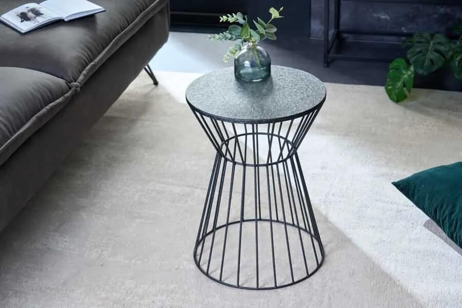 Invicta Interior Ronde bijzettafel VARIATION 45cm zwart metalen frame ijzer handgemaakt 43507