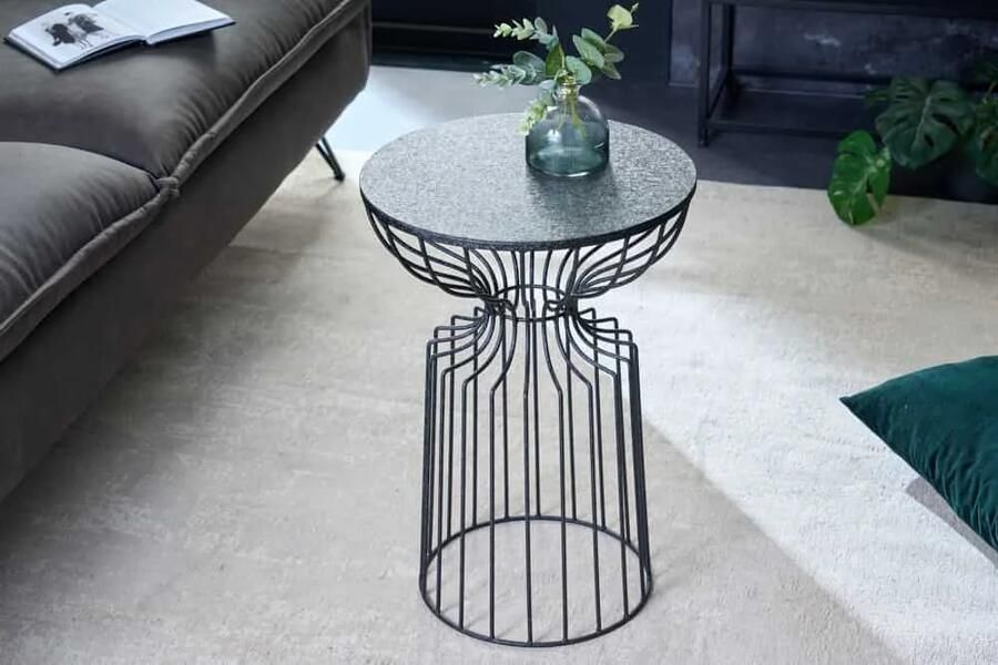 Invicta Interior Ronde bijzettafel VARIATION 55cm zwart ijzeren metalen frame handgemaakt 43508