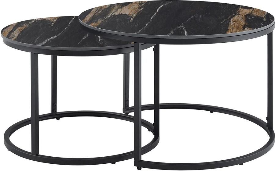 Invicta Interior Salontafel ELEGANCE 75cm set van 2 aurora oro keramiek zwart goud zand