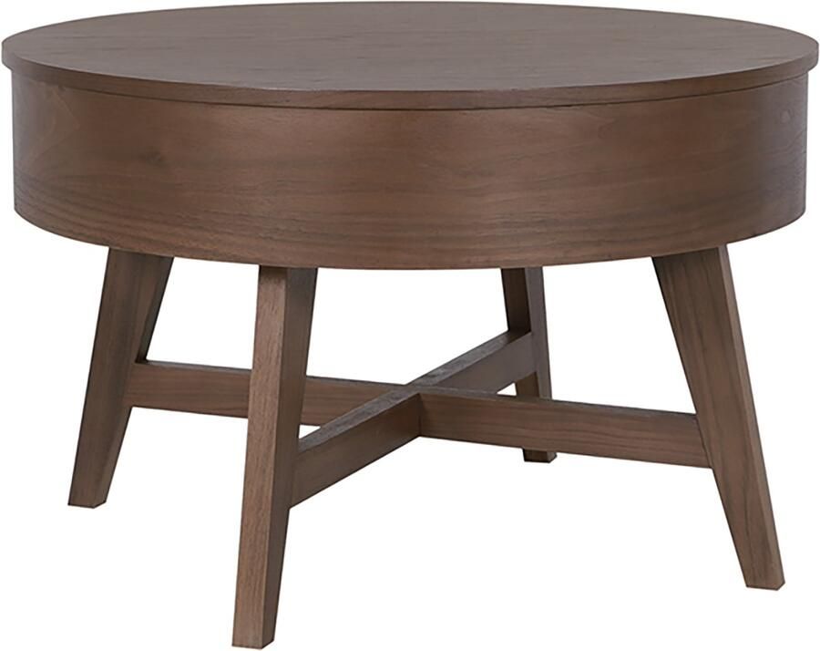 Invicta Interior Salontafel KYOTO 70cm rond met opbergruimte mango hout walnoot fineer
