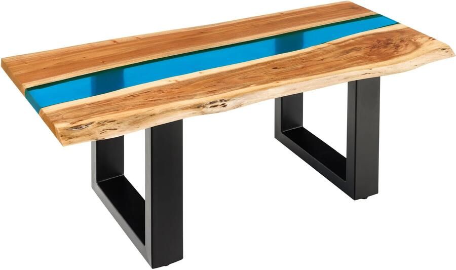 Invicta Interior Salontafel LIQUID 110cm acaciahout blauwe epoxystrip 45680