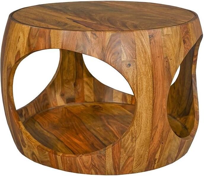 Invicta Interior Salontafel ORGANIC LOOP 60cm rond met opbergruimte sheesham hout bruin 48822