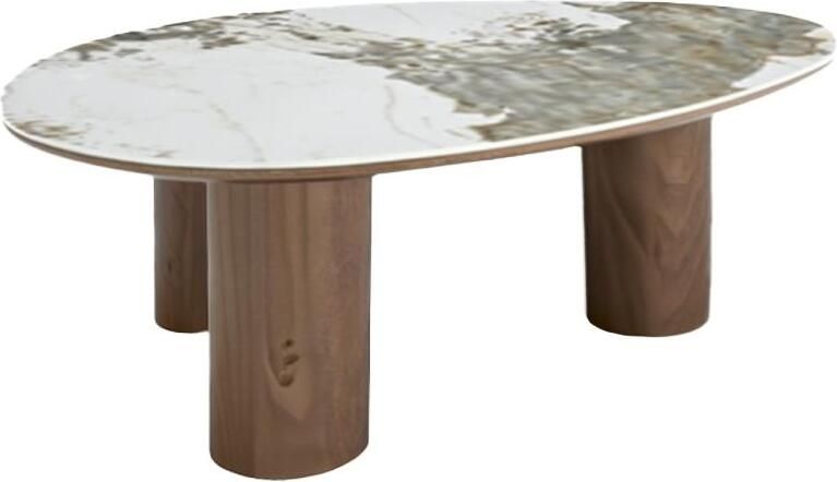 Invicta Interior Salontafel ORGANIKO 110cm wit bruin keramiek look met walnoten houten frame 48555