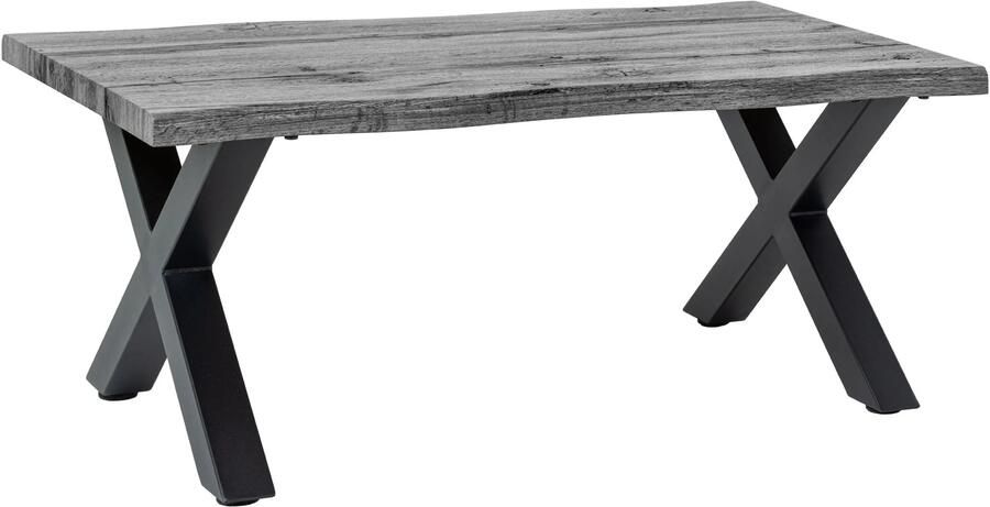 Invicta Interior Salontafel WILD 90 cm tafelblad 30 mm X-vormige poten wilde eikenlook grijs 47636