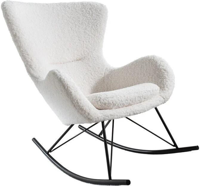 Invicta Interior Design schommelstoel SCANDINAVIA SWING wit Boucle fauteuil zwart metaal 43139