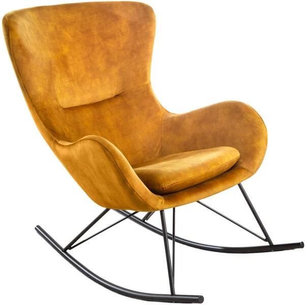 Invicta Interior Design schommelstoel SCANDINAVIA SWING mosterdgeel fluwelen fauteuil 43143