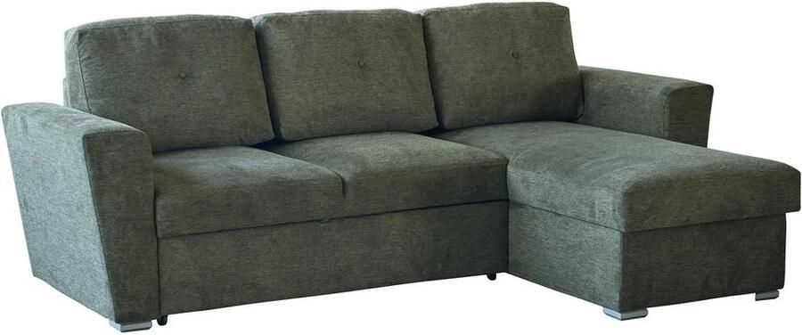 Invicta Interior Slaapbank APARTMENT 245cm 3-zitter met ottoman en opbergruimte geweven stof groen
