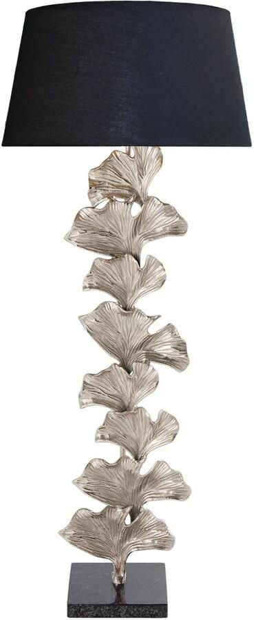 Invicta Interior Design vloerlamp GINKGO 122cm zwarte stoffen kap zilveren metalen handgemaakte marmeren voet 41695