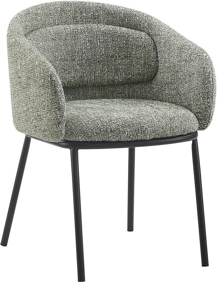 Invicta Interior Stoel FLORENZ met armleuningen donkergroene stof met structuur en zwart metalen frame. 47794
