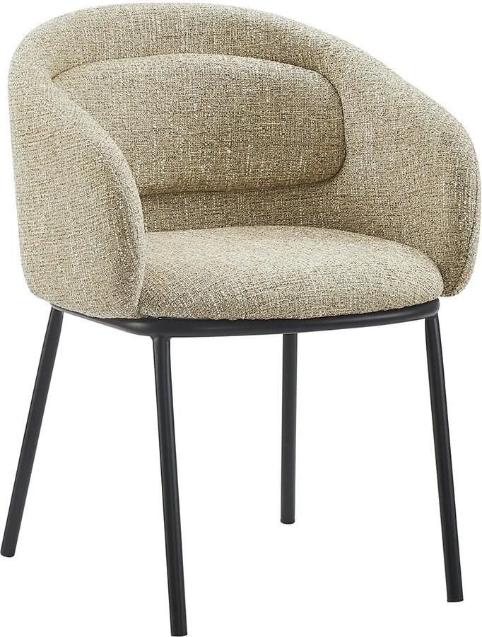 Invicta Interior Stoel FLORENZ met armleuningen gestructureerde stof beige bruin en zwart metalen frame 47792