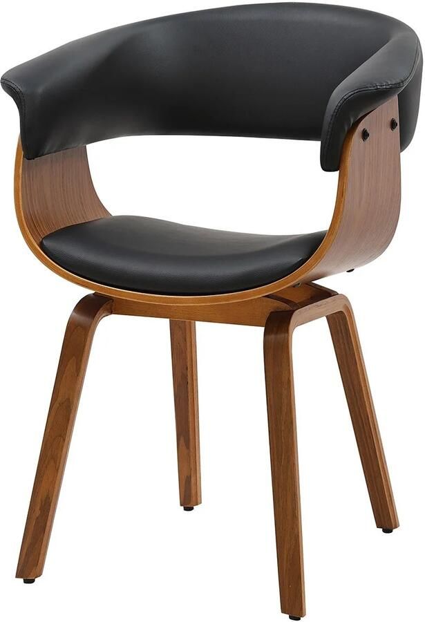 Invicta Interior Stoel ORGANIC kunstleer zwart met walnoothouten look 46665