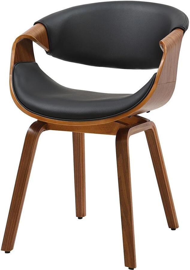 Invicta Interior Stoel ORGANIC met armleuningen zwart kunstleer en frame in walnoothoutlook retrostijl 46666