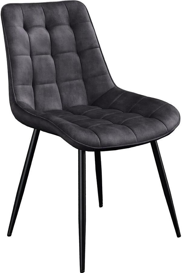 Invicta Interior Stoel ROADSTAR donkergrijs fluweel met zwarte metalen poten 47486
