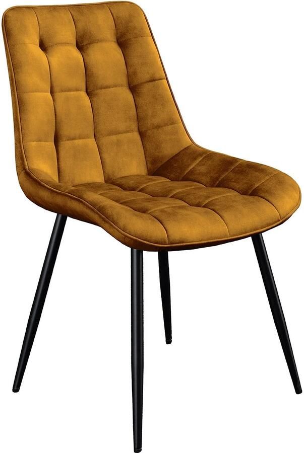 Invicta Interior Stoel ROADSTAR van fluweel in mosterdgeel met zwarte metalen poten 47485