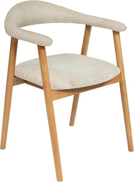 Invicta Interior Stoel VALHALLA WOOD met armleuningen geweven stof crème en naturel eikenhout 48922