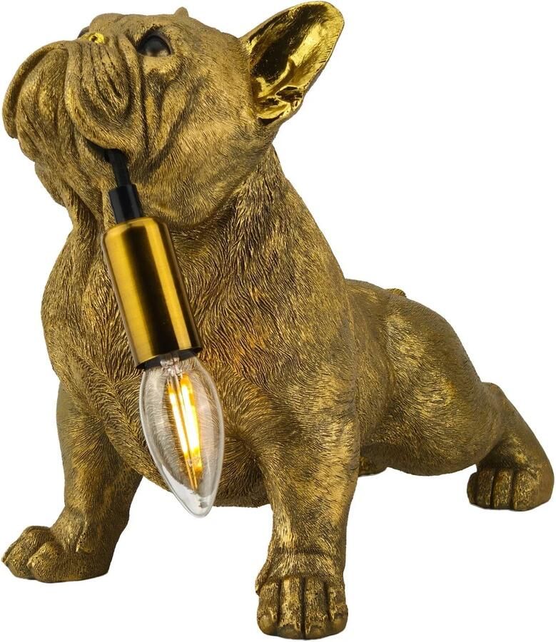 Invicta Interior Tafellamp BULLDOG 35 cm gouden hondensculptuur 48006