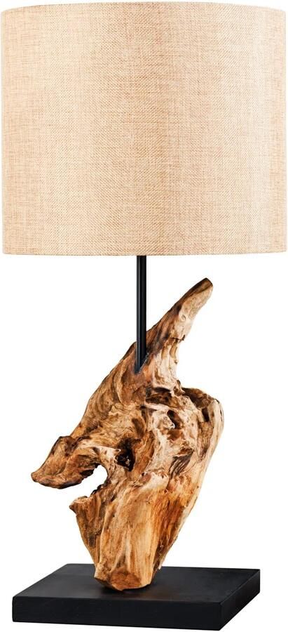 Invicta Interior Drijfhout tafellamp HYPNOTIC 60cm natuurlijke linnen kap maritiem 43603