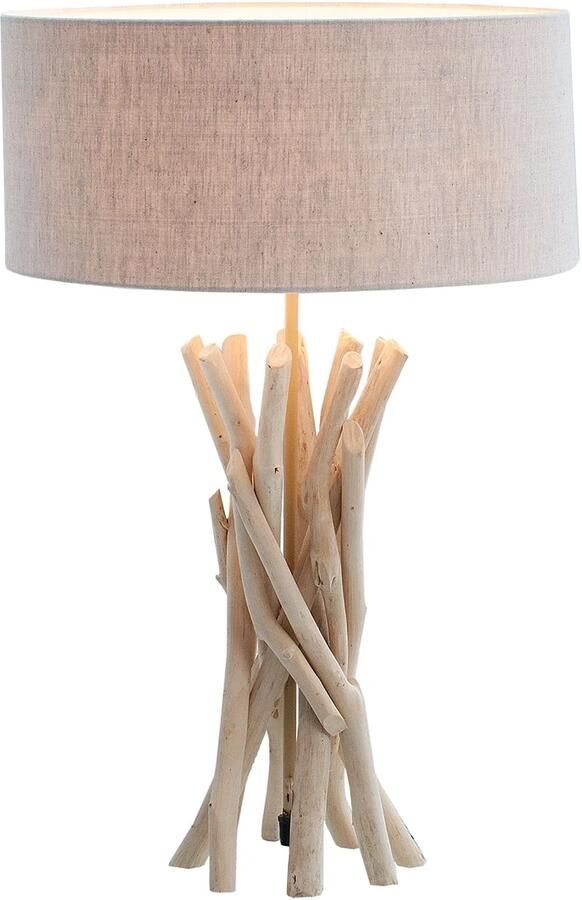 Invicta Interior Tafellamp WILD NATURE 62 cm met lampenkap van drijfhout en linnen naturel 38154