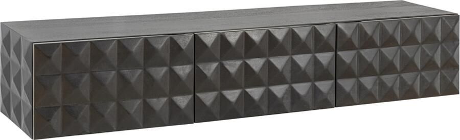Invicta Interior TV-Board VULCANO 160cm 3D hangend met kabelgat mangohout zwart